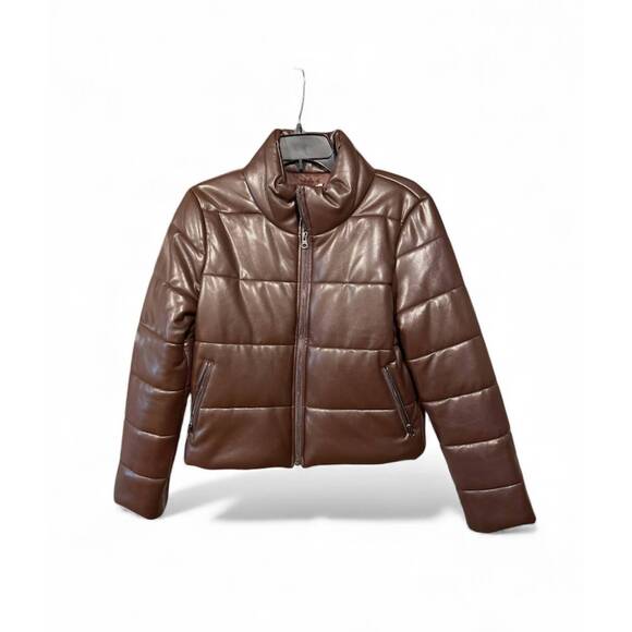 NEW J. SOCIETY women's puff bomber jacket in chocolate